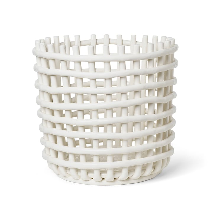 Ceramic pleciony  kosz Ø35 cm - Off white - ferm LIVING