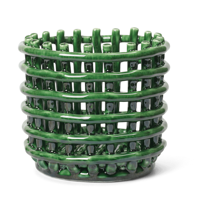 Ceramic pleciony koszyk  Ø16 cm - Emerald Green - Ferm LIVING