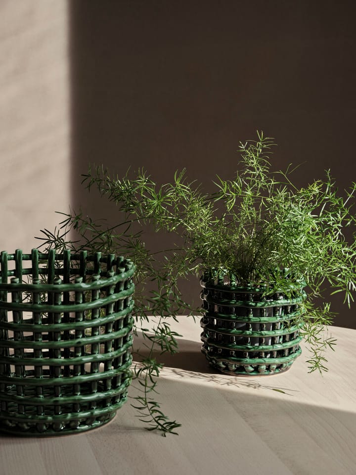 Ceramic pleciony koszyk Ø16 cm, Emerald Green Ferm Living