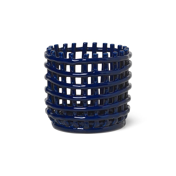 Ceramic pleciony koszyk  Ø16 cm - Niebieski - Ferm LIVING