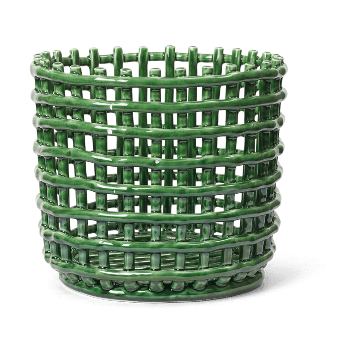 Ceramic pleciony koszyk Ø23.5 cm - Emerald Green - Ferm LIVING