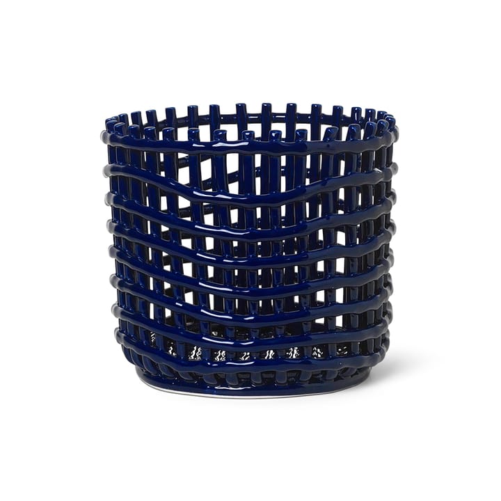 Ceramic pleciony koszyk Ø23.5 cm - Niebieski - ferm LIVING