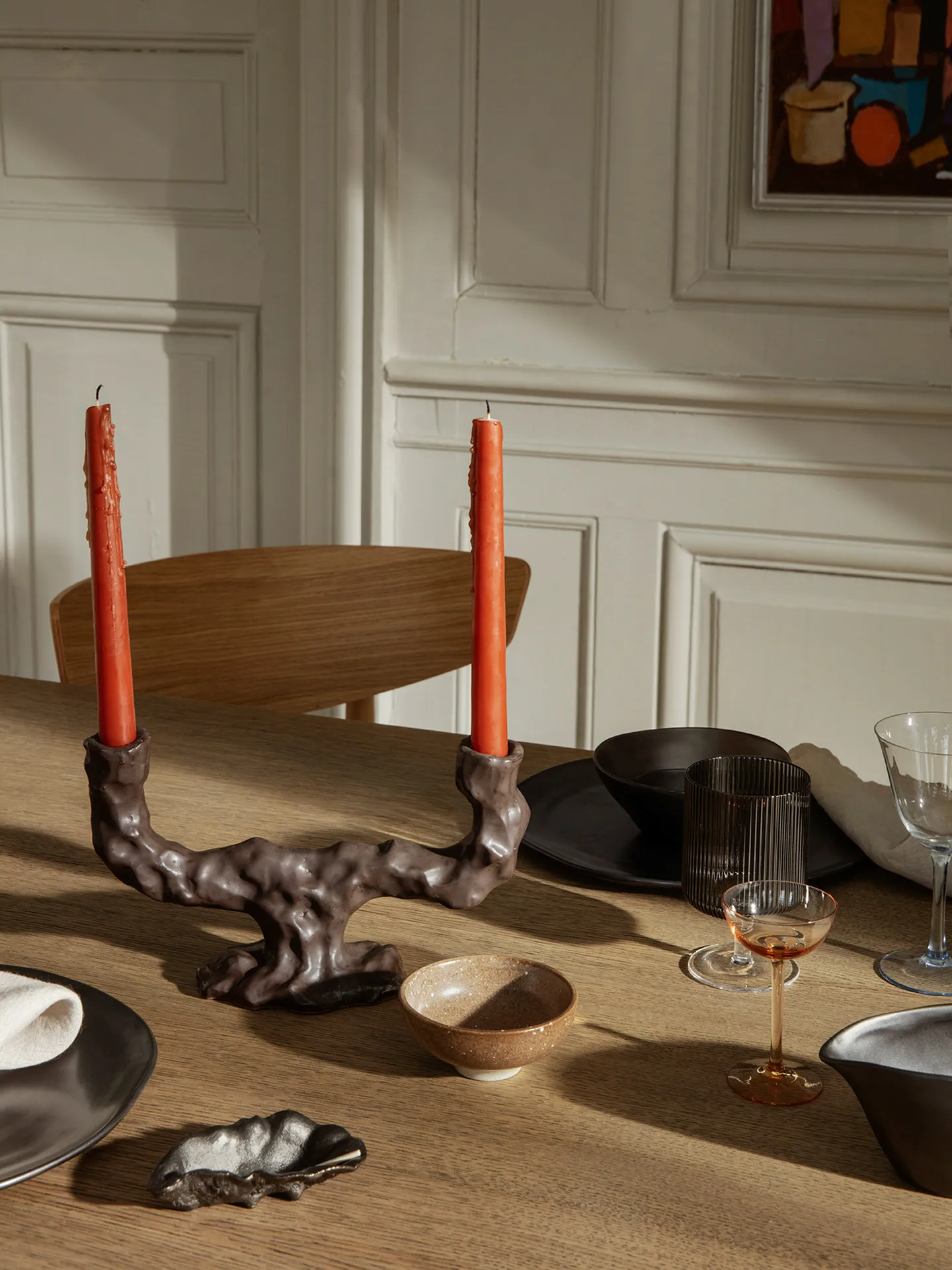 Dito świecznik podwójny, Dark Brown Ferm Living