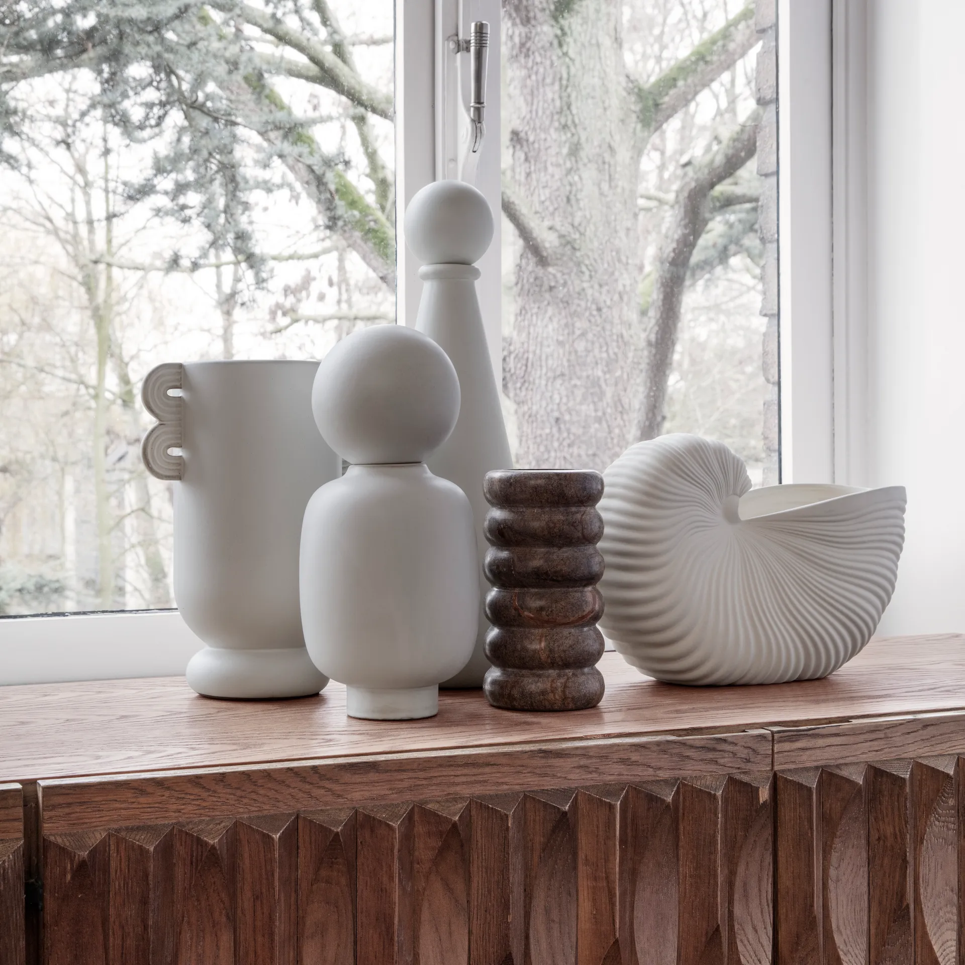 Doniczka Shell, Off white Ferm Living