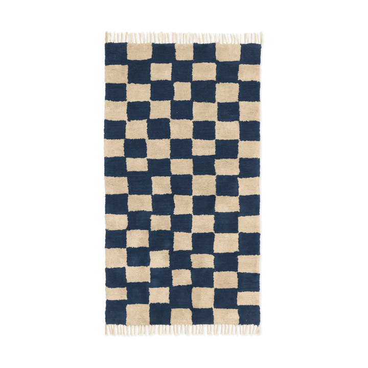 Dywan bawełniany Mara 80x150 cm - Głęboka niebiesko-ciepły piasek - Ferm Living