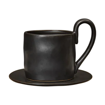 Flow filiżanka ze spodkiem 250 ml - Black - Ferm Living