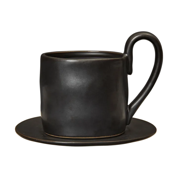 Flow filiżanka ze spodkiem 250 ml - Black - Ferm Living