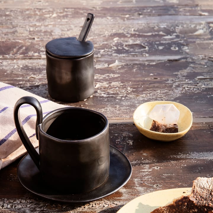 Flow słoik na dżem z łyżeczką, black Ferm Living