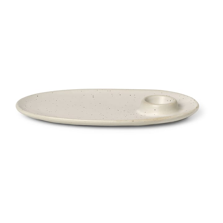 Flow talerz śniadaniowy 14x23.5 cm - Off-white speckle - Ferm LIVING
