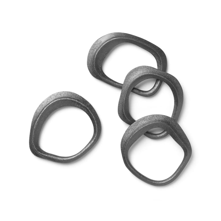Flow zestaw obrączek na serwetki - 4 szt. - black brass - Ferm Living