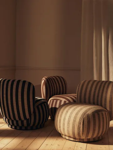 Fotel Rico lounge chair piccolo - Louisiana, Sand-chocolate - Ferm Living