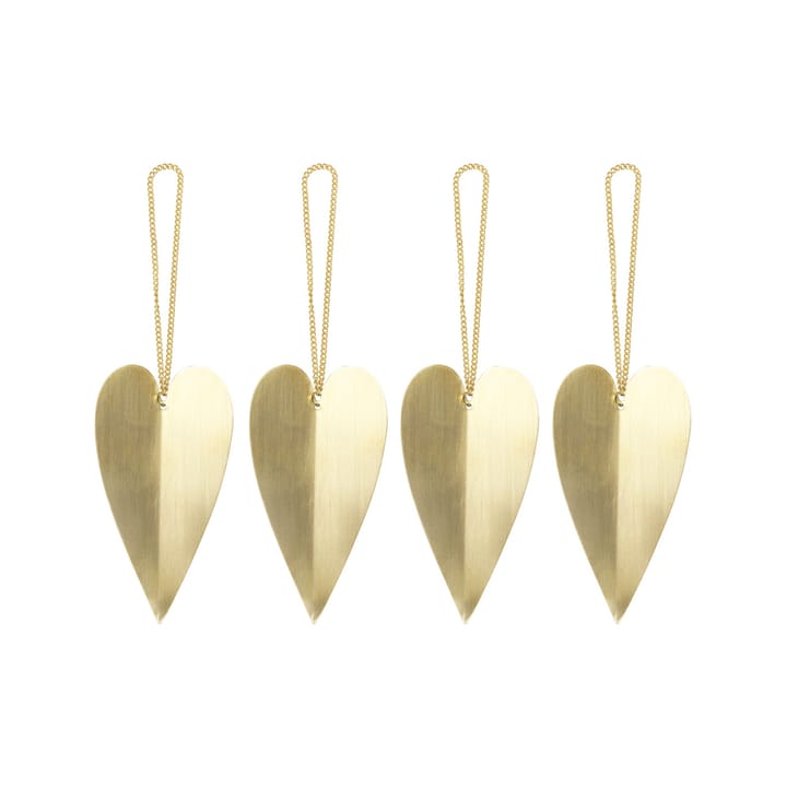 Heart brass zawieszka na choinkę - 4 szt.  - Ferm LIVING