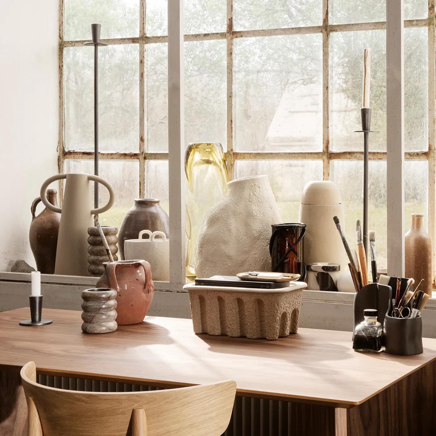 Hoy świecznik low 6,4 cm, Czarny Ferm Living