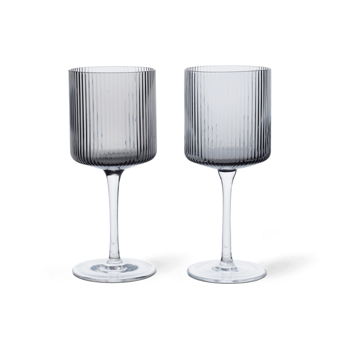 Kieliszek do białego wina Ripple 26 cl 2-pack - Smoked grey - Ferm Living