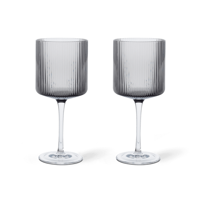 Kieliszek do wina czerwonego Ripple 32,5 cl 2-pack - Smoked grey - Ferm Living