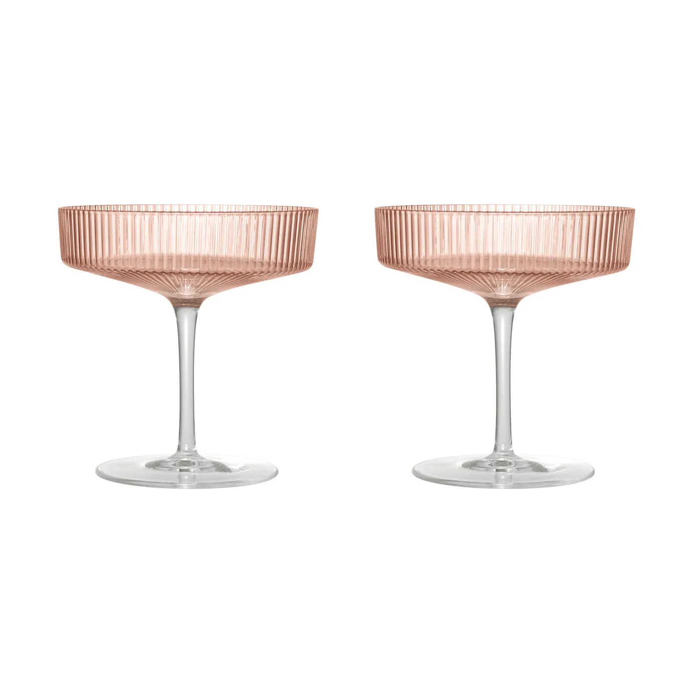 Kieliszki do szampana Ripple 2 szt., Blush Ferm Living