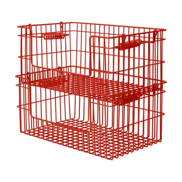 Kosz Cala sztaplowalny 2-pak - Poppy red, 28,7x18x13 cm - Ferm Living