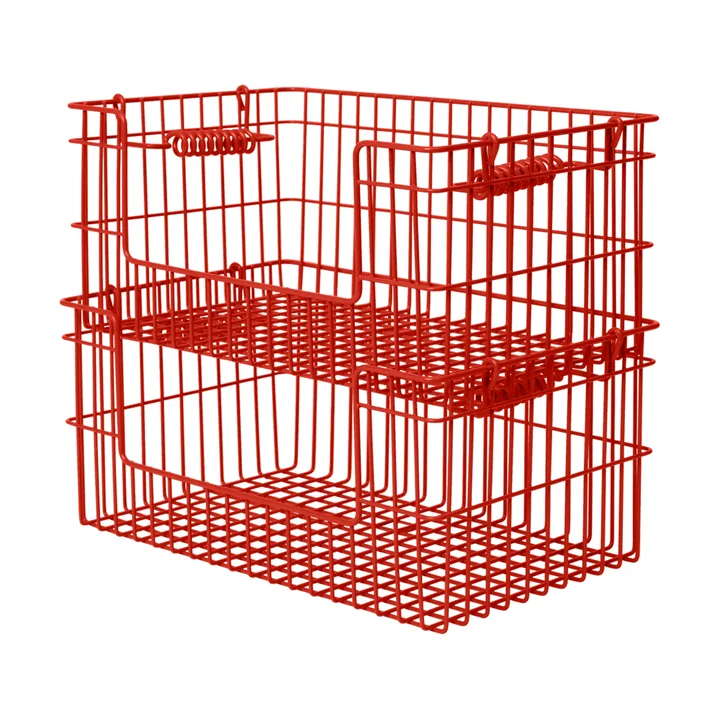 Kosz Cala sztaplowalny 2-pak - Poppy red, 28,7x18x13 cm - Ferm Living