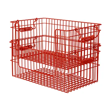 Kosz Cala sztaplowalny 2-pak - Poppy red, 28,7x18x13 cm - Ferm Living