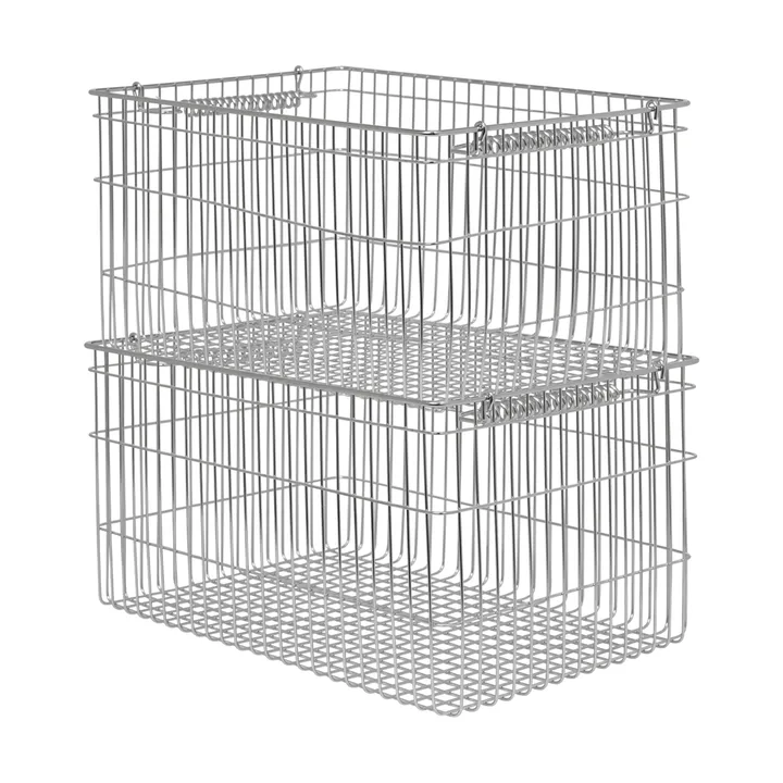 Kosz Cala sztaplowalny 2-pak - Stainless Steel, 36,2x26,2x20,2 cm - Ferm Living