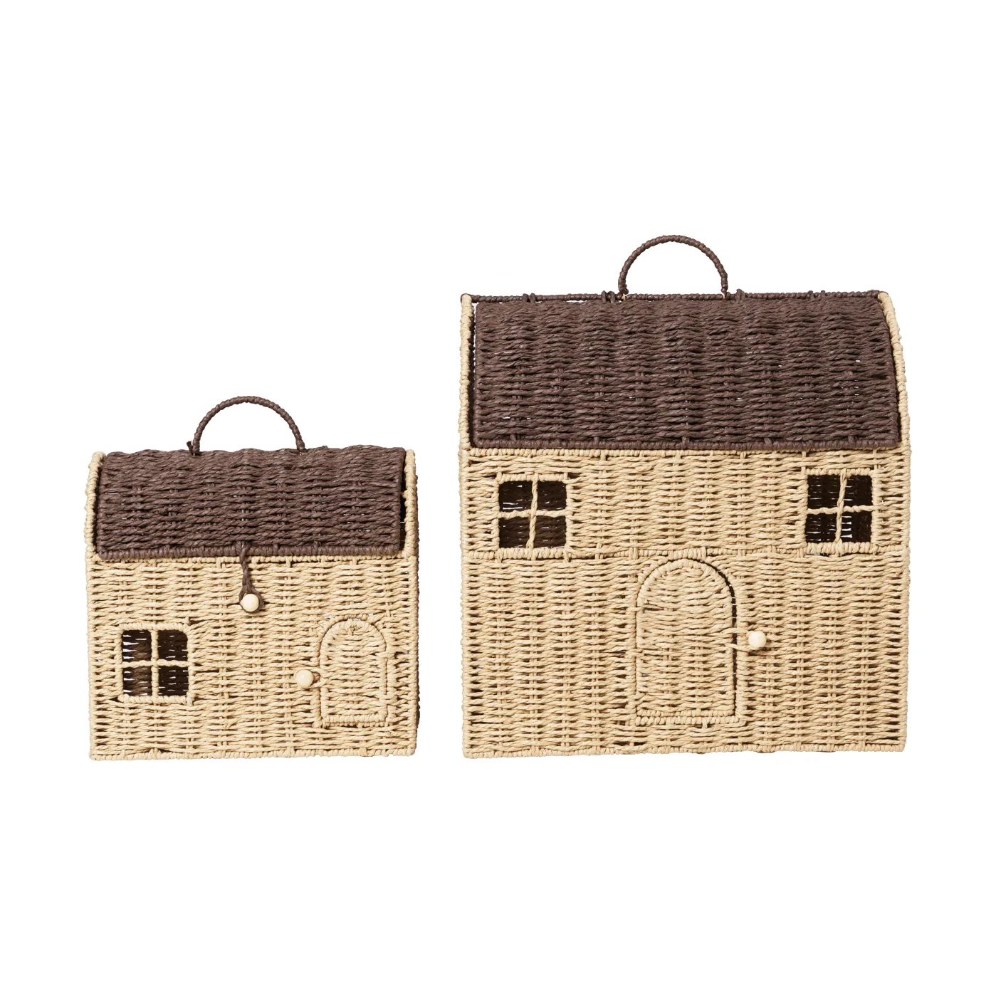 Kosze do przechowywania w kształcie domku Casu, 2 części, Natural-dark brown Ferm Living