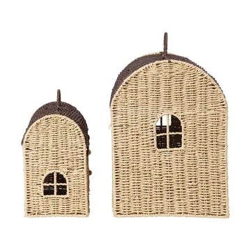 Kosze do przechowywania w kształcie domku Casu, 2 części - Natural-dark brown - Ferm Living