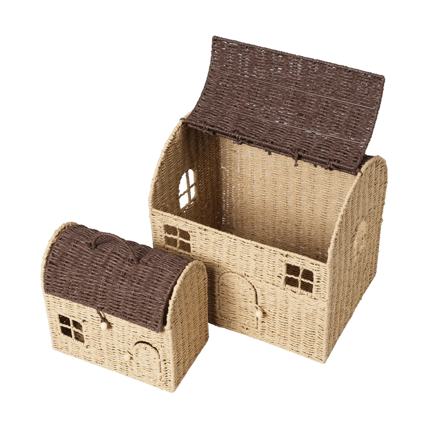 Kosze do przechowywania w kształcie domku Casu, 2 części, Natural-dark brown Ferm Living