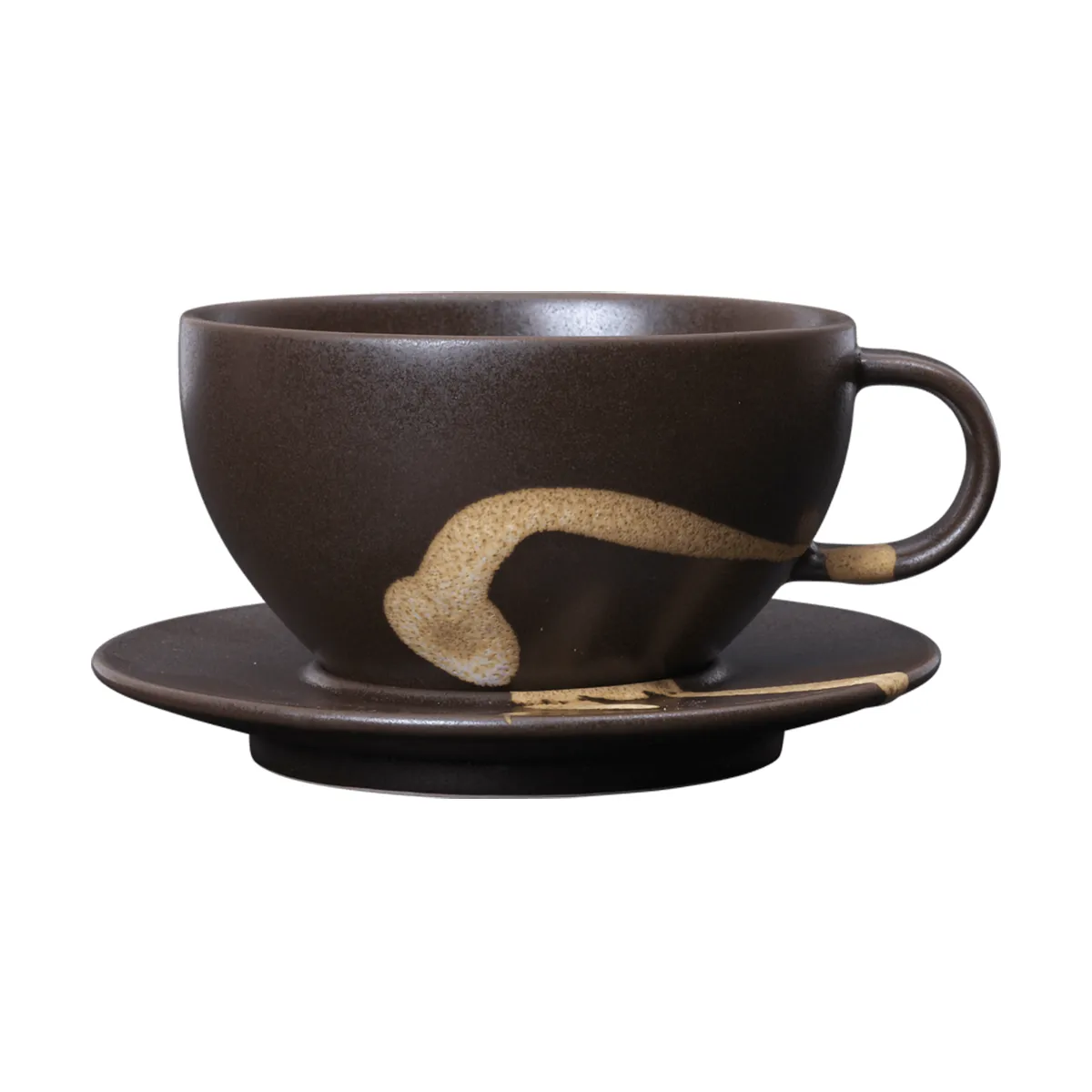 Koyo filiżanka ze spodkiem 360 ml, Dark brown-buff Ferm Living