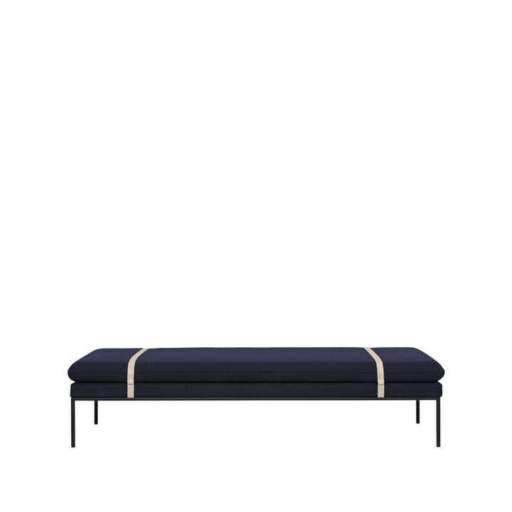 Kozetka Turn - tkanina fiord by kvadrat dark blue, czarny stativ - Ferm Living