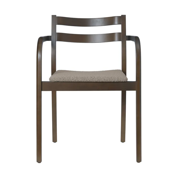 Krzesło z podłokietnikami Boda - Tapicerowane siedzisko rugged bouclé, dark stained-natural - Ferm Living