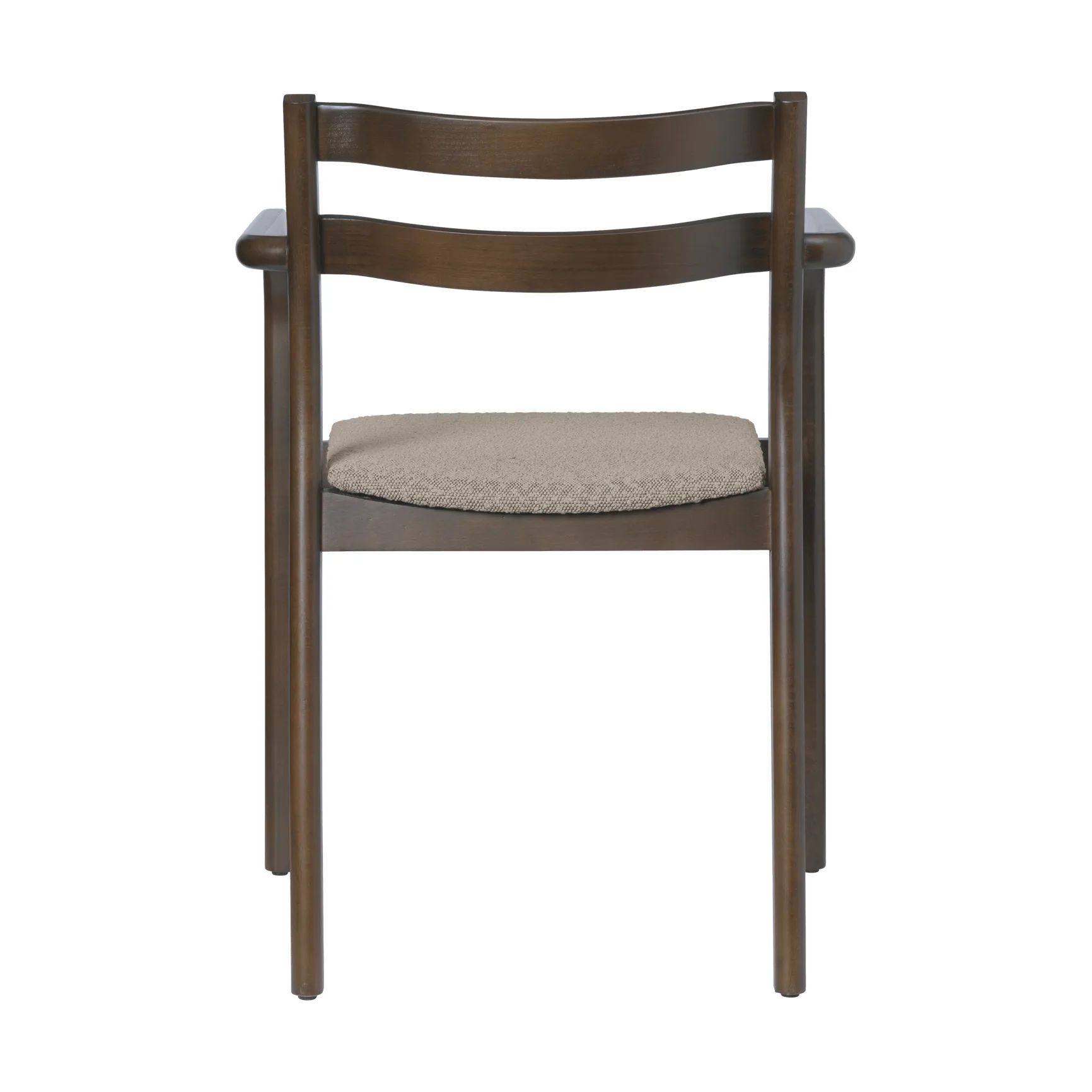 Krzesło z podłokietnikami Boda, Tapicerowane siedzisko rugged bouclé, dark stained-natural Ferm Living