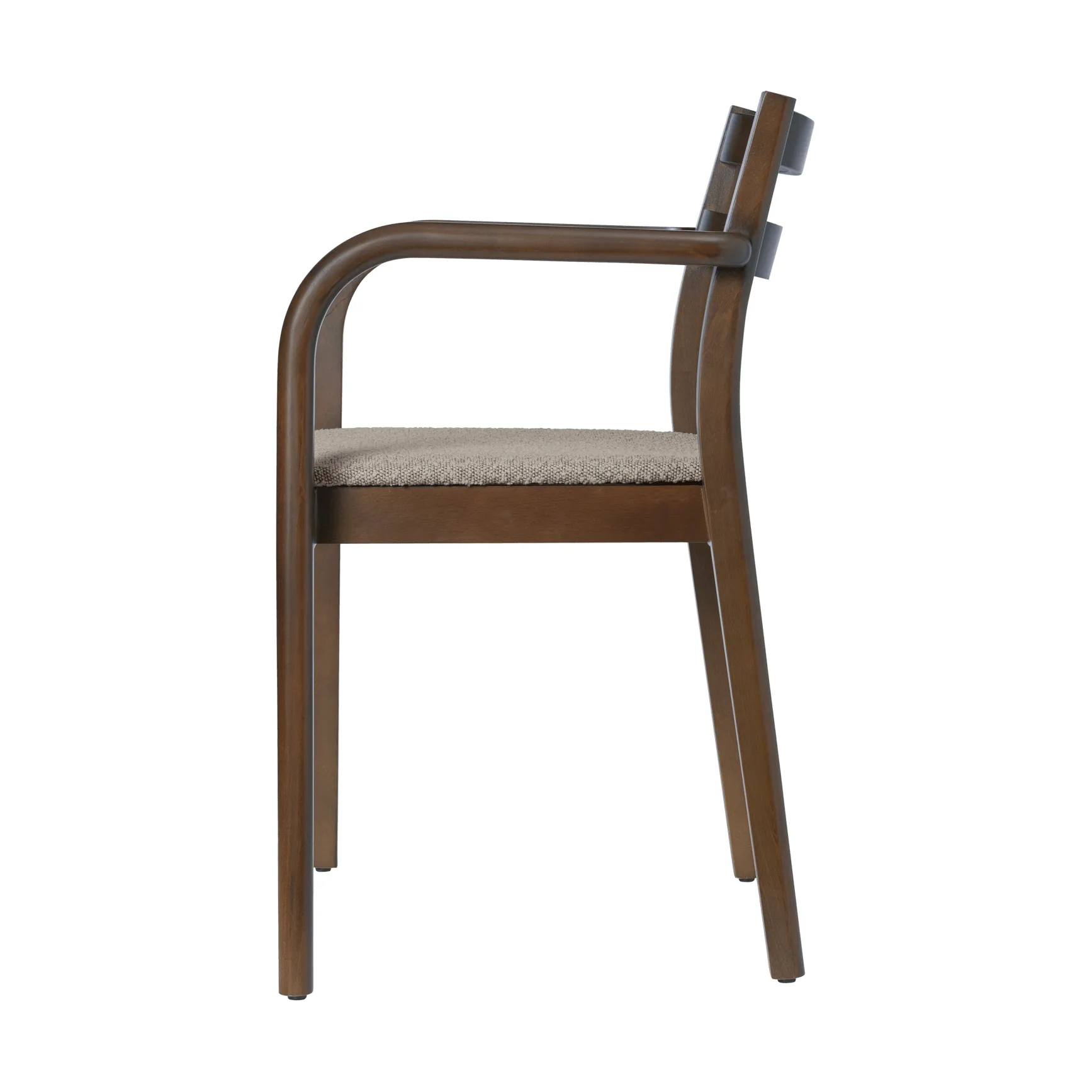 Krzesło z podłokietnikami Boda, Tapicerowane siedzisko rugged bouclé, dark stained-natural Ferm Living