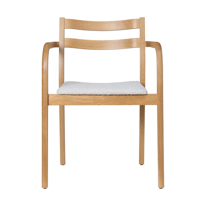 Krzesło z podłokietnikami Boda - Tapicerowane siedzisko rugged bouclé, natural-off-white - Ferm Living
