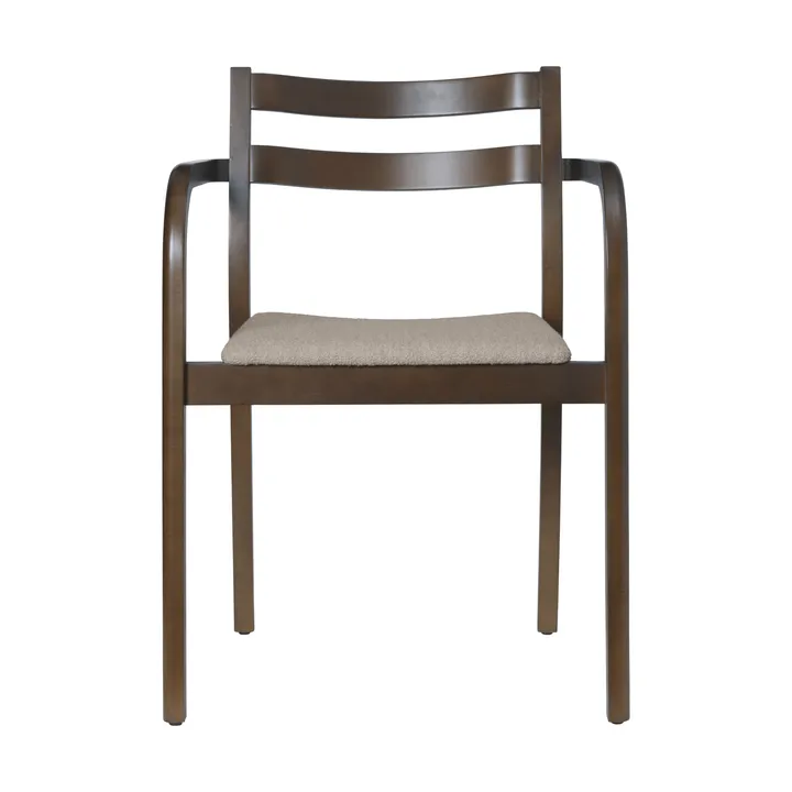 Krzesło z podłokietnikami Boda - Tapicerowane siedzisko soft bouclé, dark stained beech-natural - Ferm Living