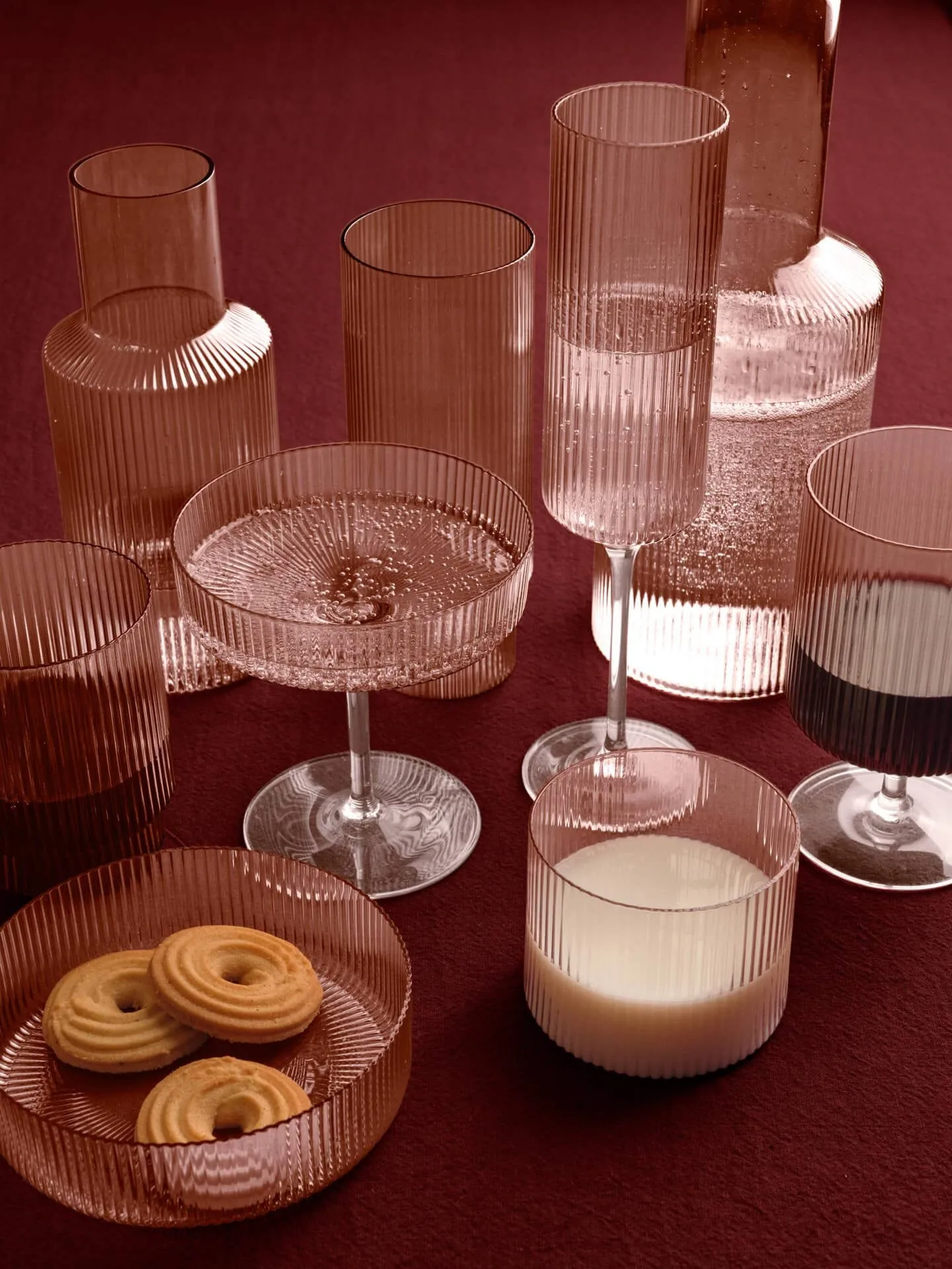 Miska śniadaniowa Ripple 4-pak, Blush Ferm Living
