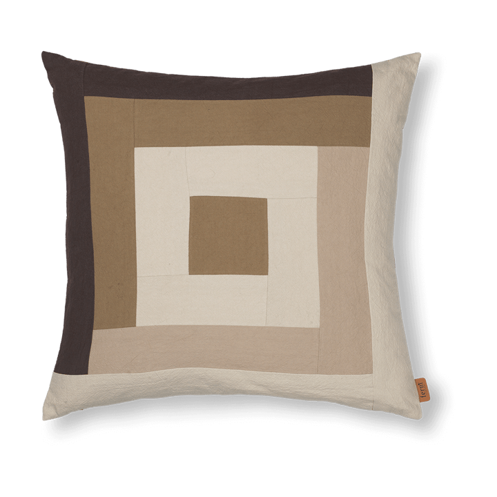 Poszewka na poduszkę Border patchwork 50x50 cm - Coffee-dark sand - Ferm LIVING