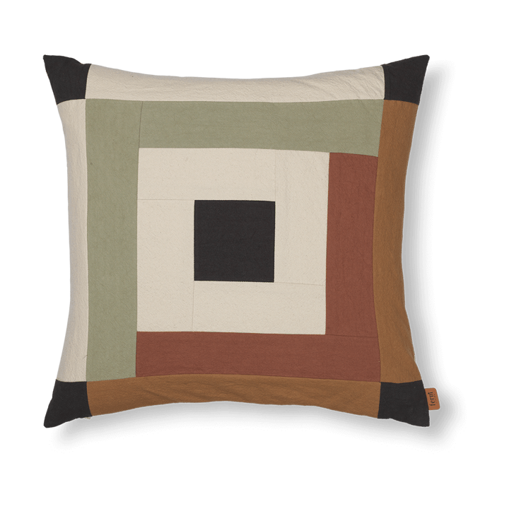 Poszewka na poduszkę Border patchwork 50x50 cm - Dark sage-red brown - Ferm LIVING