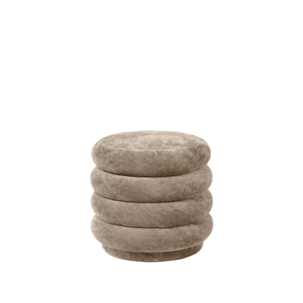 Pouf Round puf, tkanina faded velvet 26 beige Ferm Living