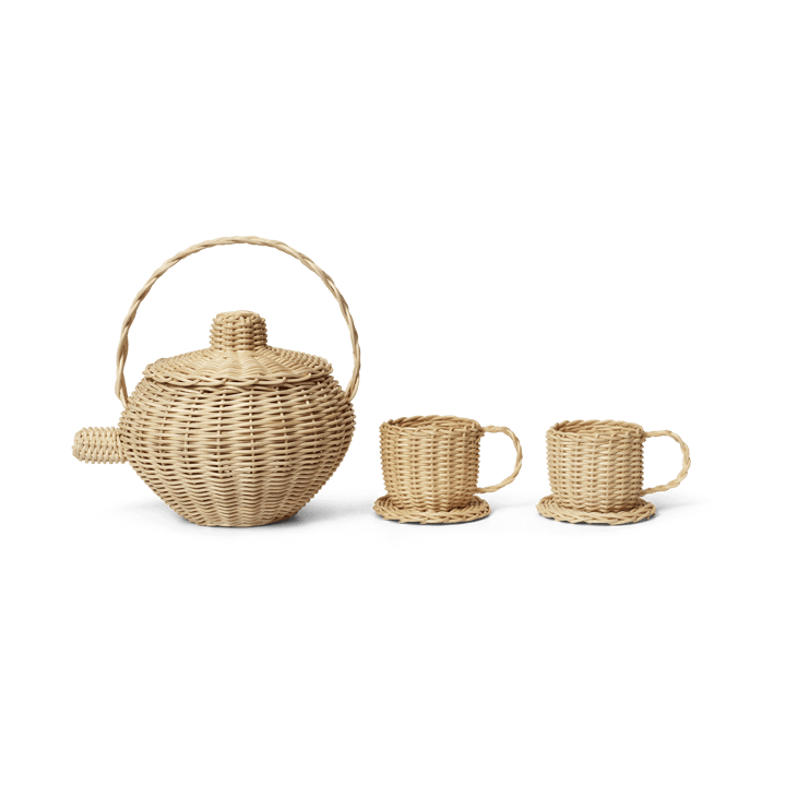 Rattan zestaw do herbaty 3 sztuk - Natural - ferm LIVING