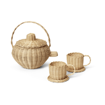 Rattan zestaw do herbaty 3 sztuk - Natural - ferm LIVING