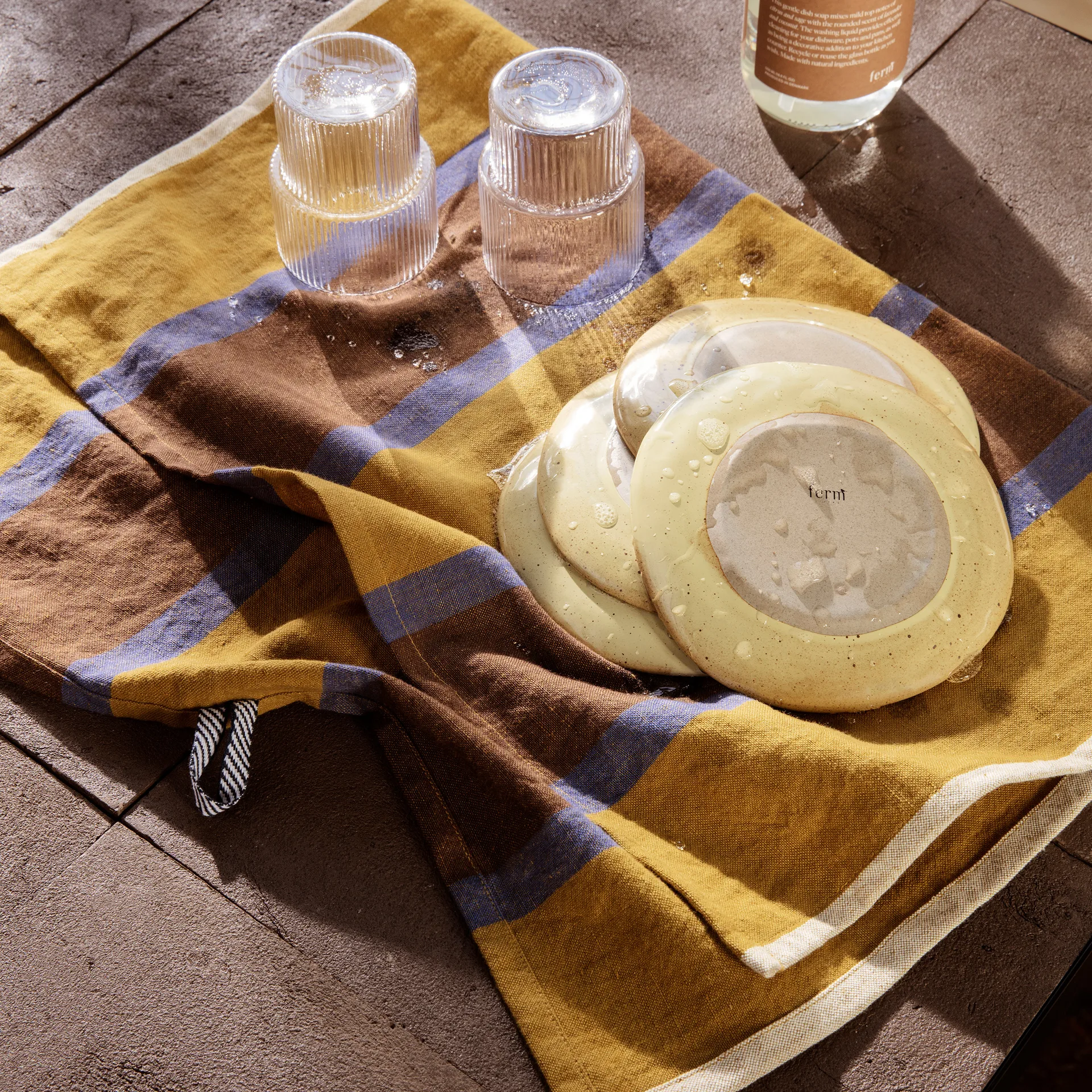 Ręcznik kuchenny Hale 50x70 cm, Lime-bright blue-chocolate Ferm Living