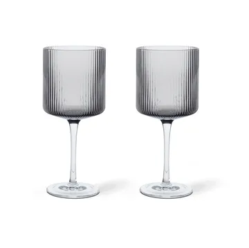 Ripple kieliszki do czerwonego wina 325 ml, 2‑pak - Smoked grey - Ferm Living