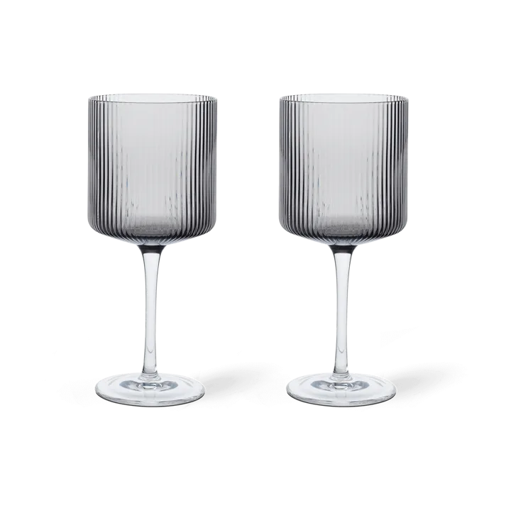Ripple kieliszki do czerwonego wina 325 ml, 2‑pak - Smoked grey - Ferm Living