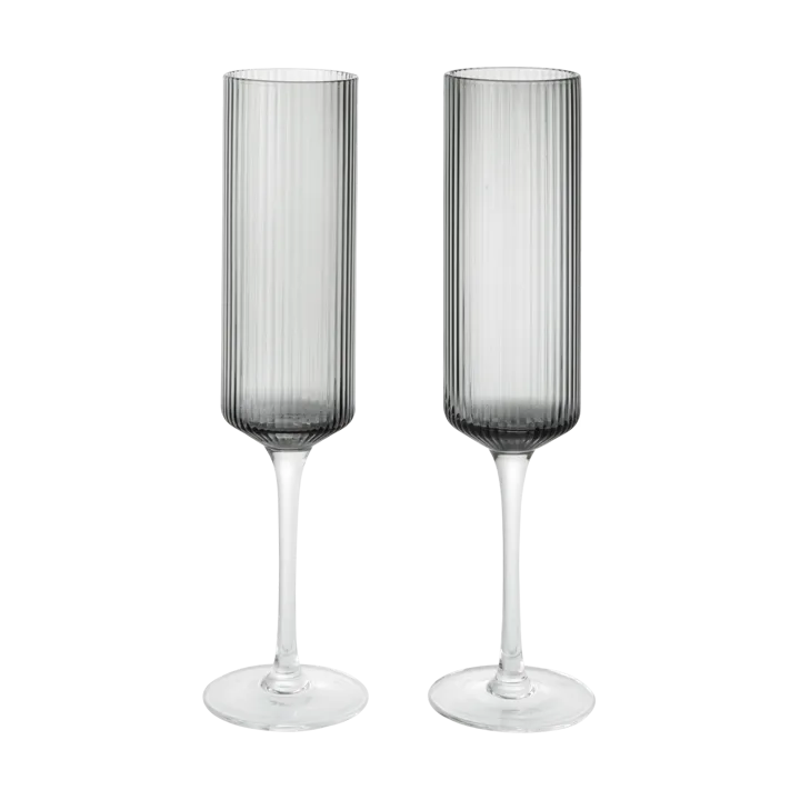 Ripple kieliszki do szampana 150 ml, zestaw 2 szt. - Przydymiony szary - Ferm Living