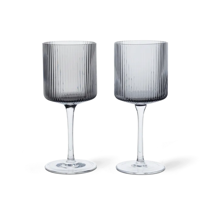 Ripple kieliszki do wina białego 260 ml, 2‑pak - Smoked grey - Ferm Living