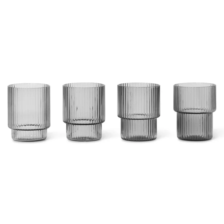 Ripple szklanki small 60 ml 4‑pak - Smoked Szary - Ferm Living