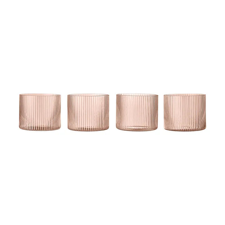Ripple zestaw niskich szklanek 4-pak - Blush - Ferm Living