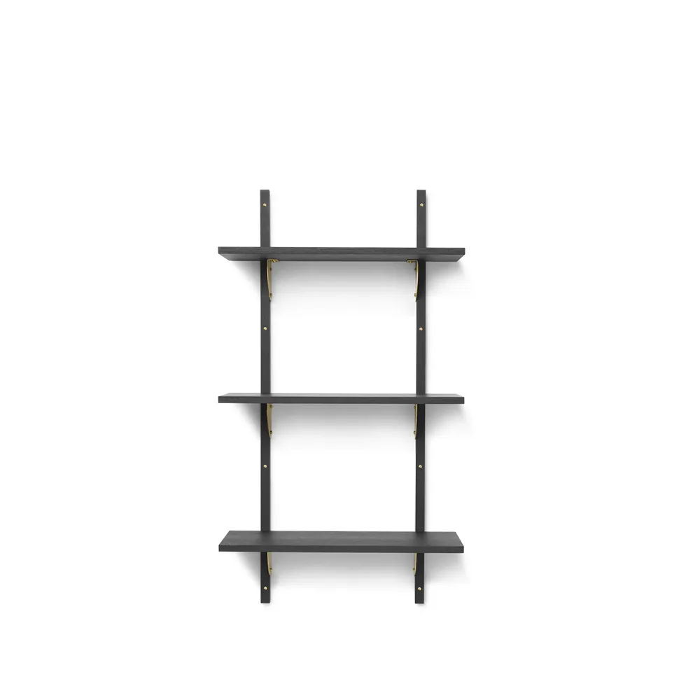 Sector półka triple narrow, ash dark stained, s/l, mosiądz Ferm Living