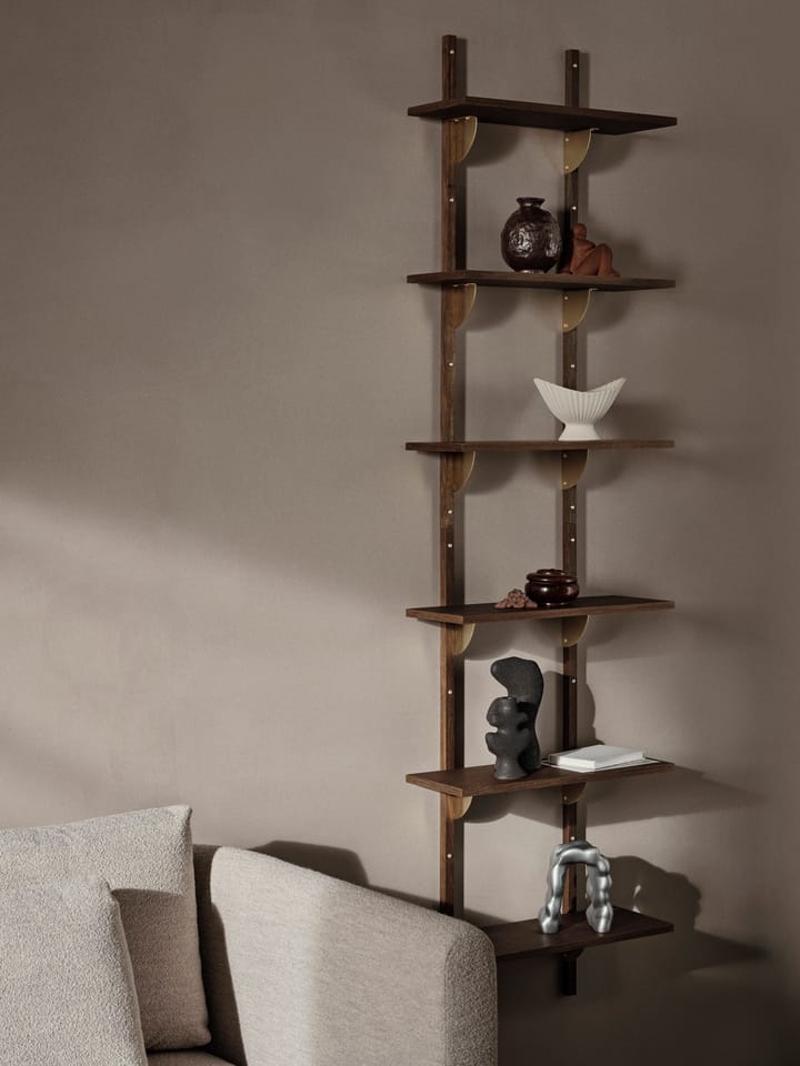 Sector półka triple narrow, Smoked Oak, brass Ferm Living