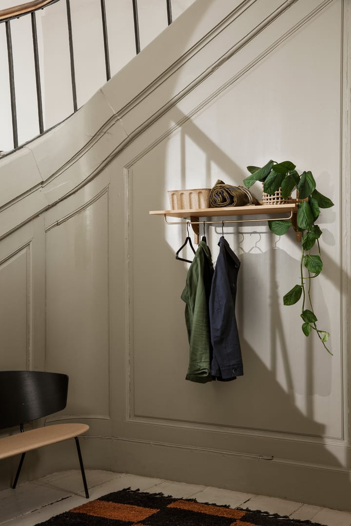 Sector półka z drążkiem 37x87 cm, Oak-black brass Ferm Living